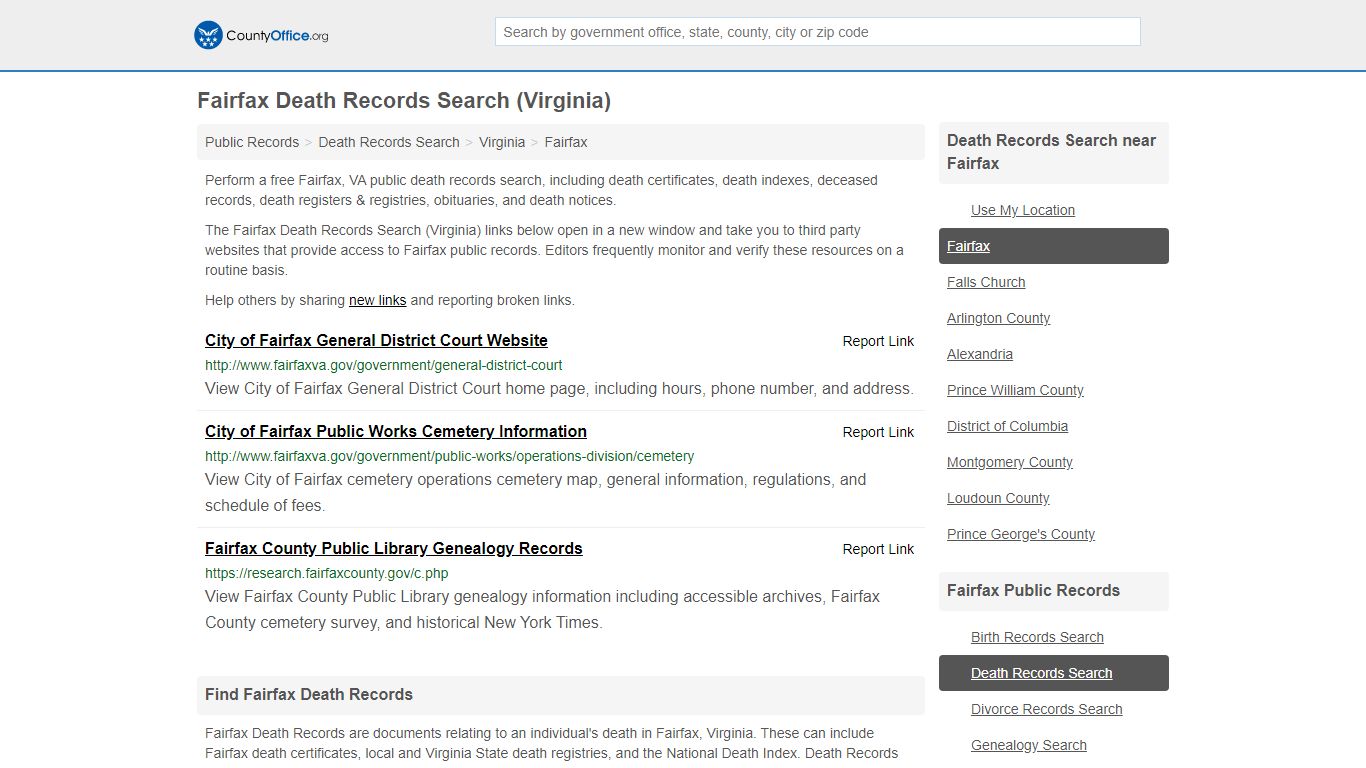 Death Records Search - Fairfax, VA (Death Certificates ...