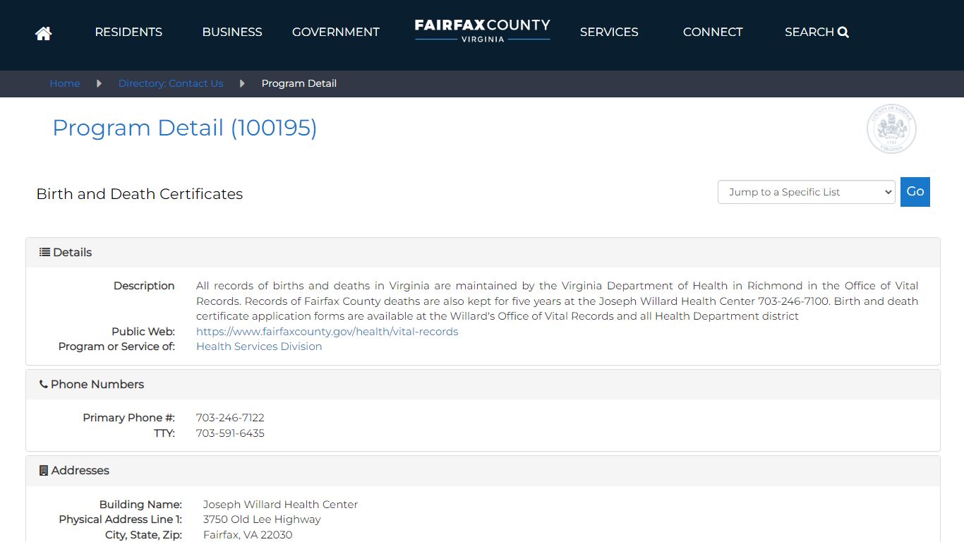 Program Detail (100195) - Contact Us - Fairfax County ...